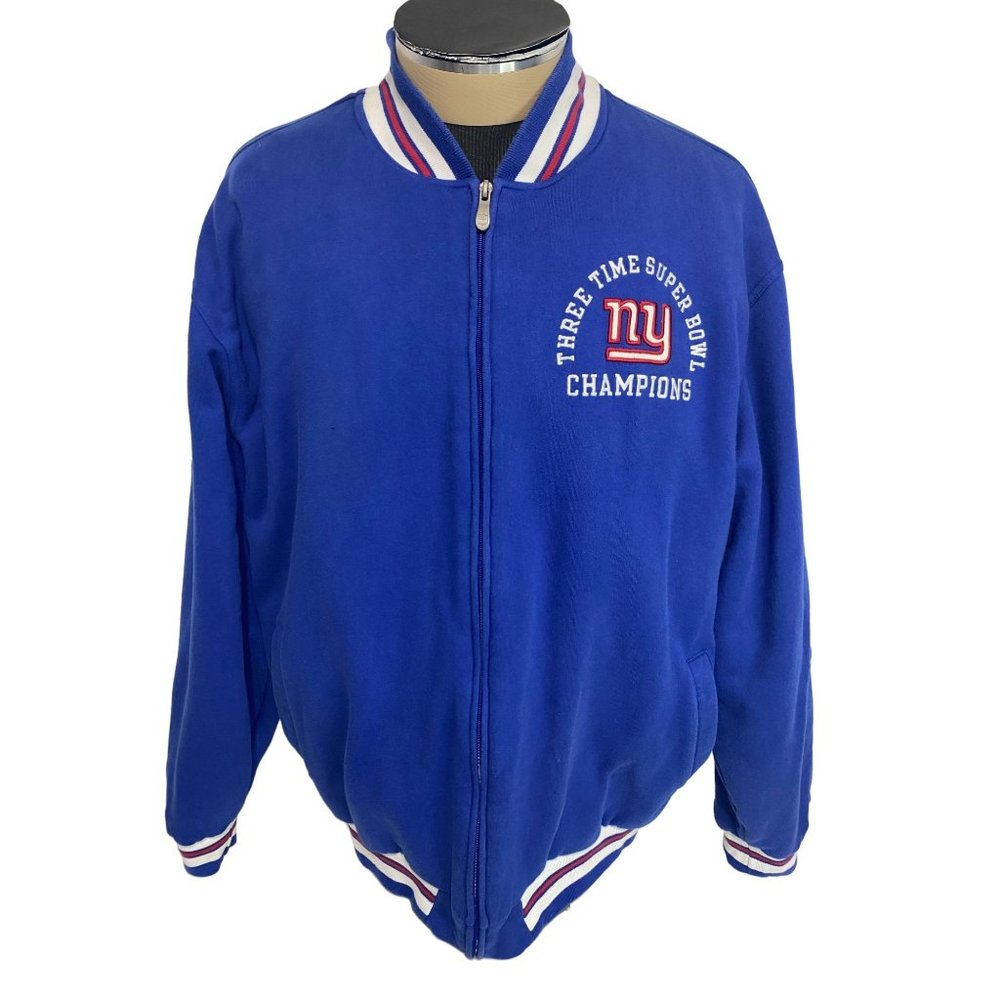 New York GIANTS 3 Time Super Bowl Champions Reebok Jacket Size X-LARGE